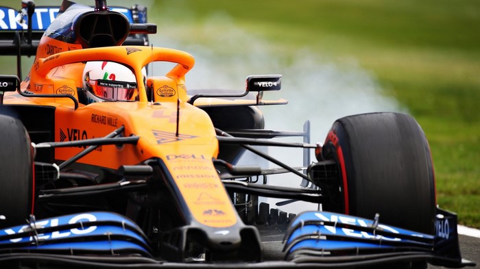 Lando Norris McLaren F1 car on track
