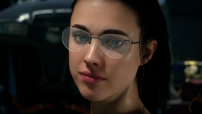 Mama from Death Stranding wearing glasses