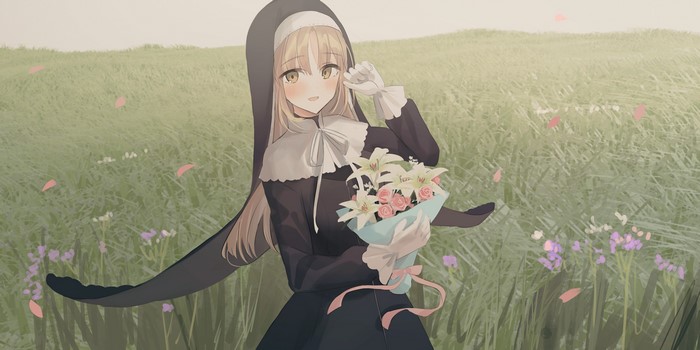 Sister Cleaire from Nijisanji in a field