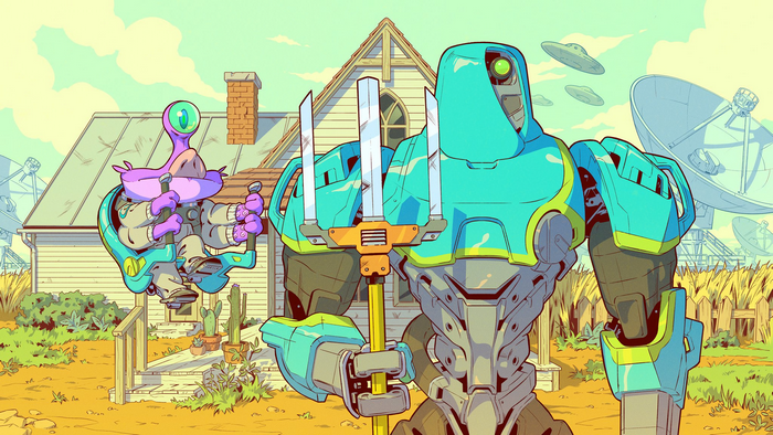 Fortnite Loading Screen: Pluxarian Gothic with Robot and UFOs