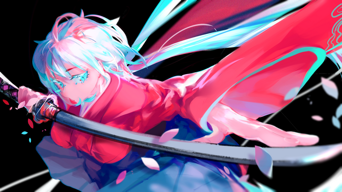 Kanata with Katana in Traditional Japanese Kimono