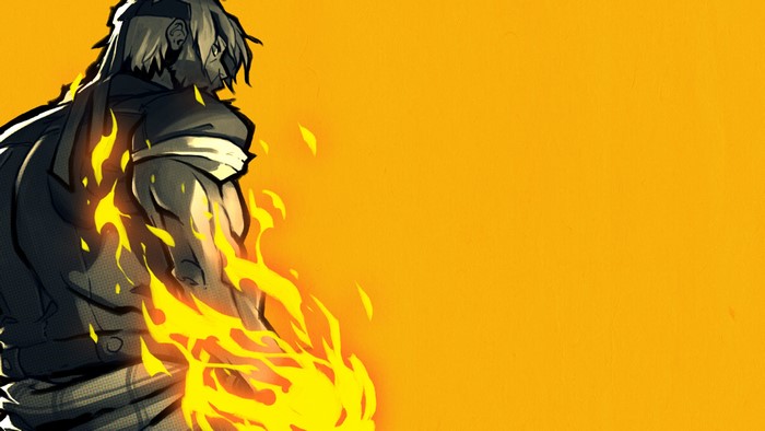 Axel Stone from Streets of Rage 4 with fire