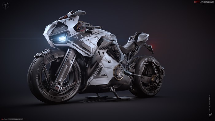 4K Futuristic Motorcycle Artwork by Munkhjin Otgonbayar