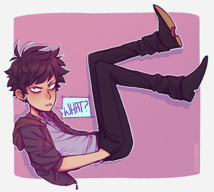 Anime Boy with "WHAT?" Speech Bubble