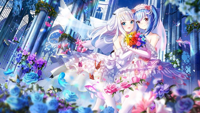 Prinz Eugen from Warship Girls in wedding attire with a partner