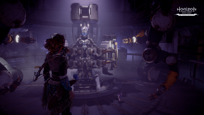 Aloy from Horizon Zero Dawn in a laboratory