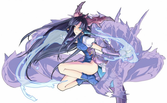 Dragon Girl with Blue Eyes and Horns from Puzzle & Dragons