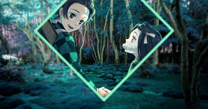 Tanjiro and Nezuko in a forest