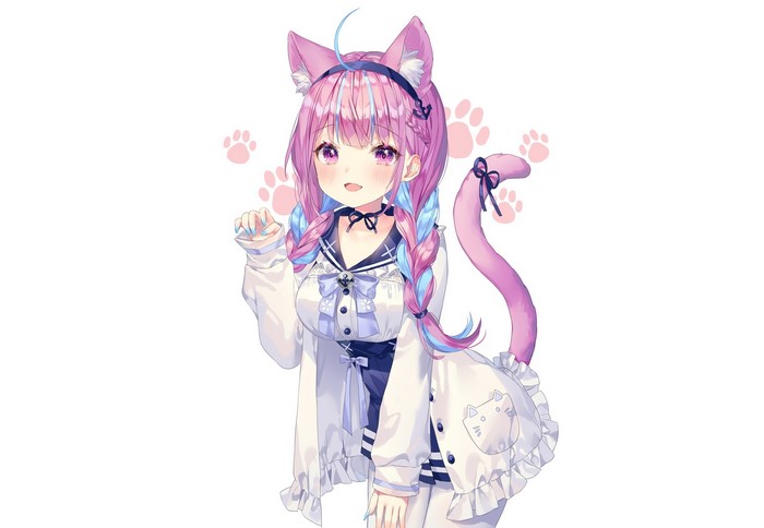 Minato Aqua from Hololive as a cat girl