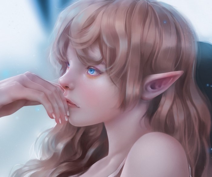 Fantasy elf girl with blue eyes and blonde hair