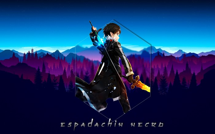 Kirito from Sword Art Online with swords