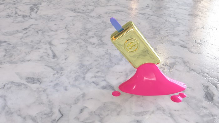 Chanel popsicle melting on marble