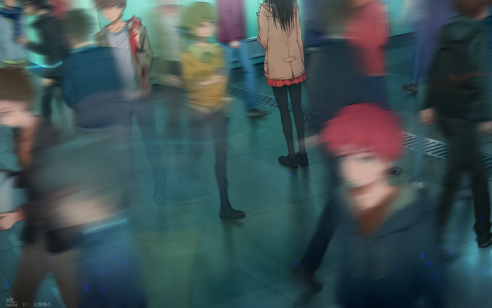 Anime characters in motion blur