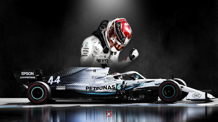 Lewis Hamilton and Mercedes F1 Car