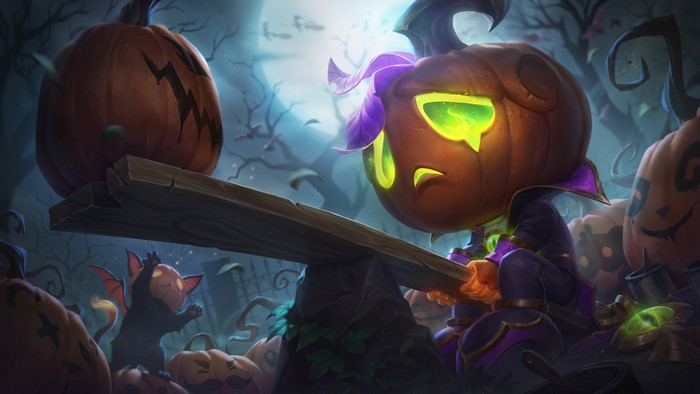 Amumu from League of Legends on a seesaw