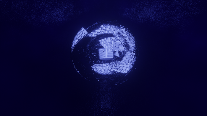 Abstract futuristic sphere with glowing blue circuits