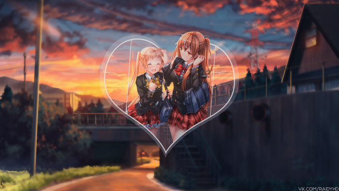 4K picture-in-picture anime girls Takanashi Rikka and Shinka Nibutani from Chuunibyou demo Koi ga Shitai!