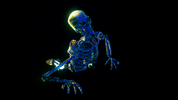 4K Spooky Skeleton on Black Background