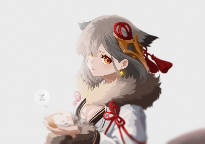 Suzutsuki from Azur Lane holding a sleeping hamster