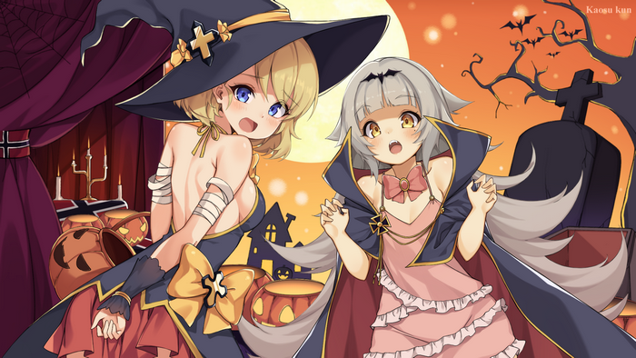Z23 and Z46 from Azur Lane in Halloween costumes