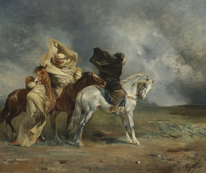 Arab Riders in a Storm by Eugene Fromentin