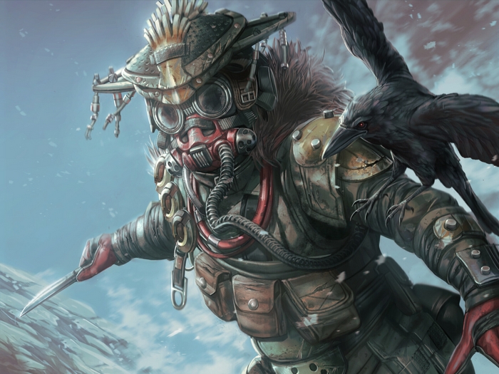 Bloodhound from Apex Legends with a raven