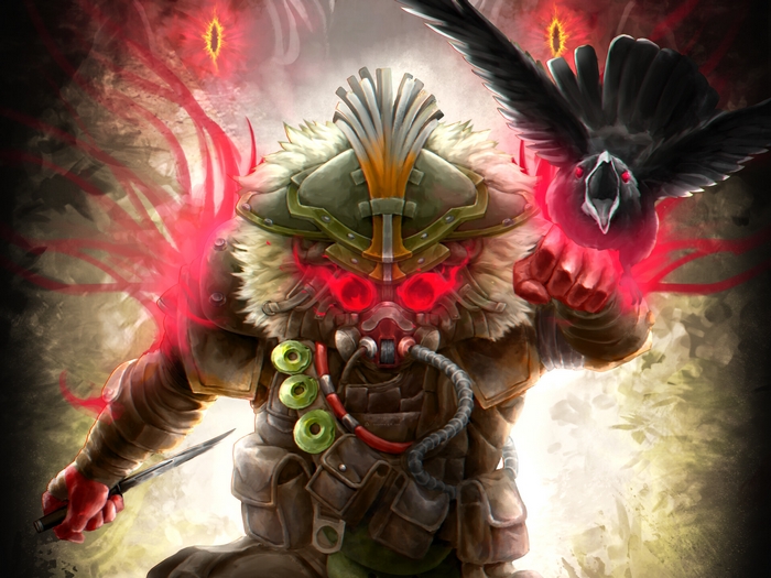Bloodhound from Apex Legends with a crow