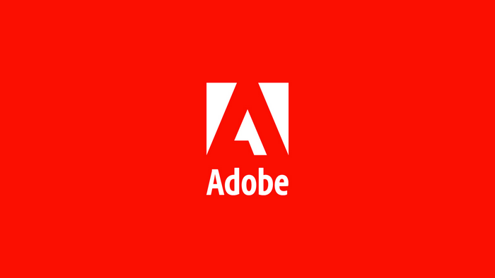 Adobe logo on red background