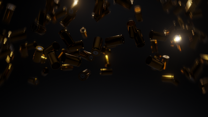 Bullet casings falling in dark 4K