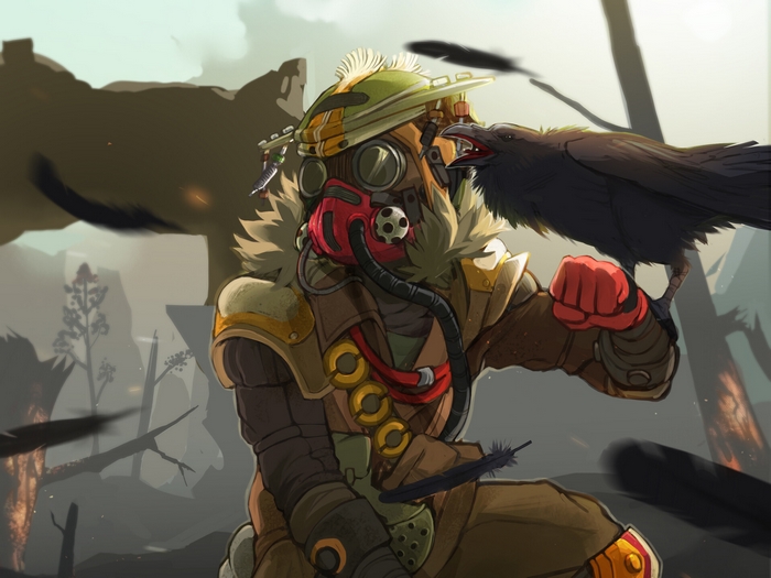 Bloodhound with a Raven in Apex Legends