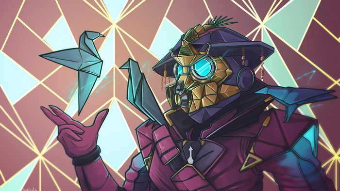 Bloodhound (Apex Legends) with origami birds
