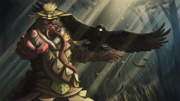 Bloodhound from Apex Legends with a raven