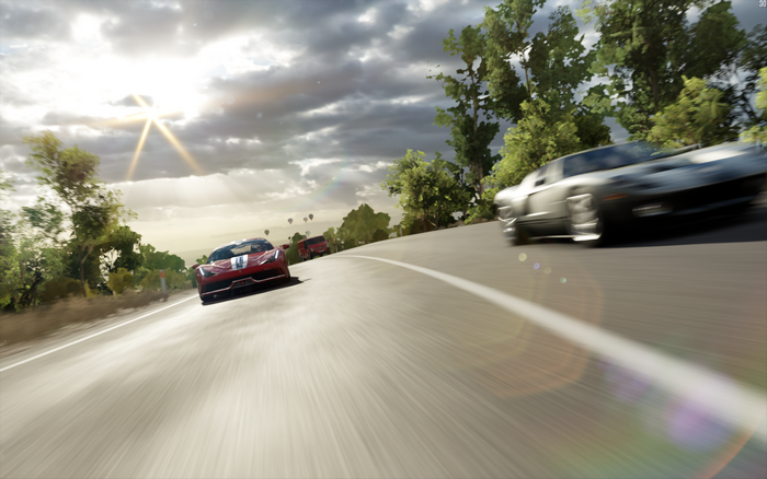 Forza Horizon 3 racing cars on a road