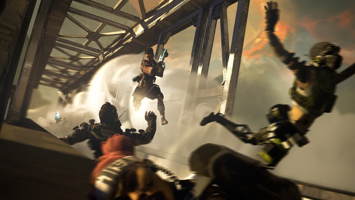 Apex Legends: Bangalore in action on a bridge