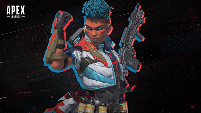 Bangalore from Apex Legends holding a weapon