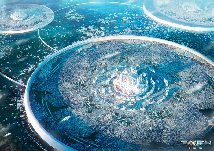 Futuristic underwater cities in Faith: The Sci-Fi RPG