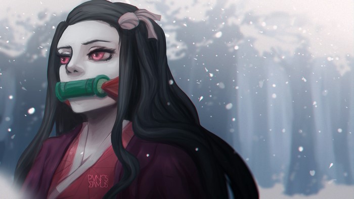 Kamado Nezuko from Kimetsu no Yaiba in snow