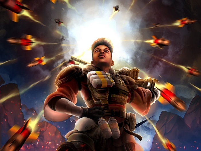 Bangalore from Apex Legends in action