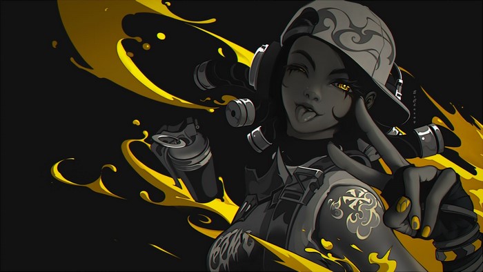 Raze from Valorant with spray paint