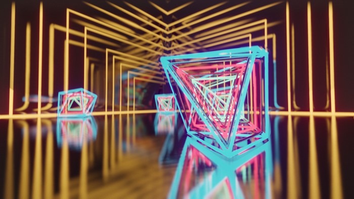 4K Abstract Geometric Tunnel with Reflections