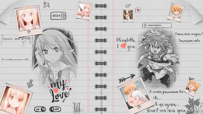 Anime characters from Sakurasou no Pet na Kanojo and Nanatsu no Taizai