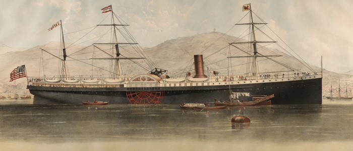 Steam Ship Lithograph