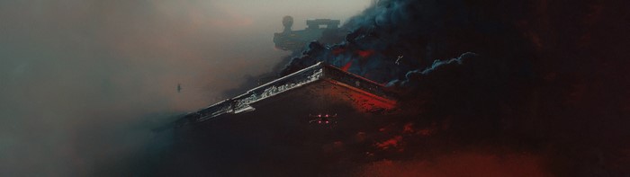 Star Destroyer from Star Wars in clouds