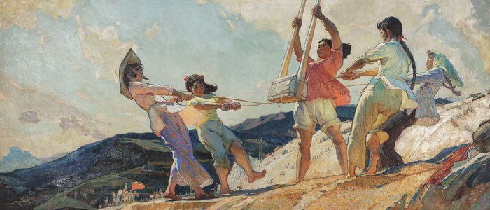 Painting of women working together