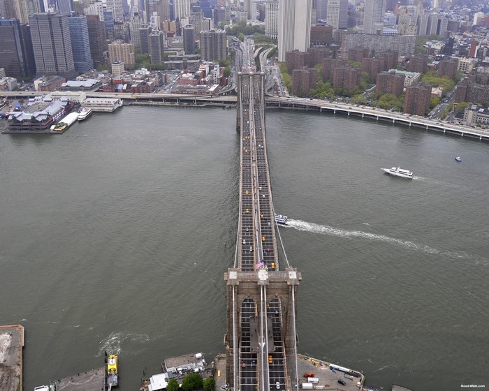 Brooklyn Bridge over East River in New York City