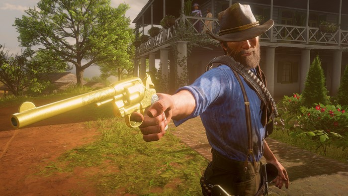 Man with golden gun in Red Dead Redemption 2