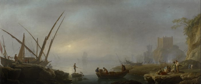 Seascape with a Castle and Boats