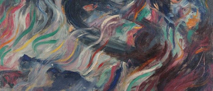Abstract oil painting with swirling colors