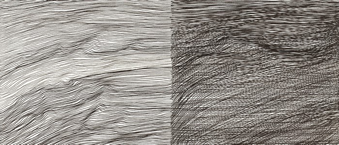 Ink drawing of abstract lines on paper