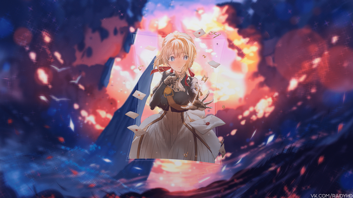 4K Violet Evergarden anime girl with letters